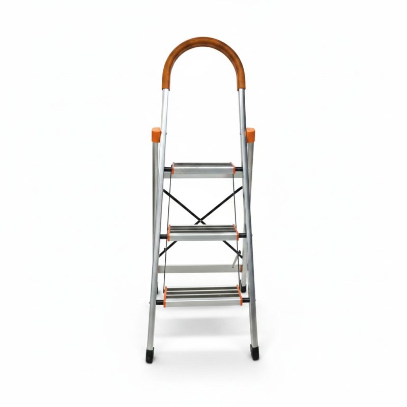 Échelle Escabeau 3 Marches en Aluminium avec Poignée de Sécurité
