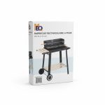 Barbecue à Charbon Rectangulaire sur Roues MEQ 82,3x44,3 cm