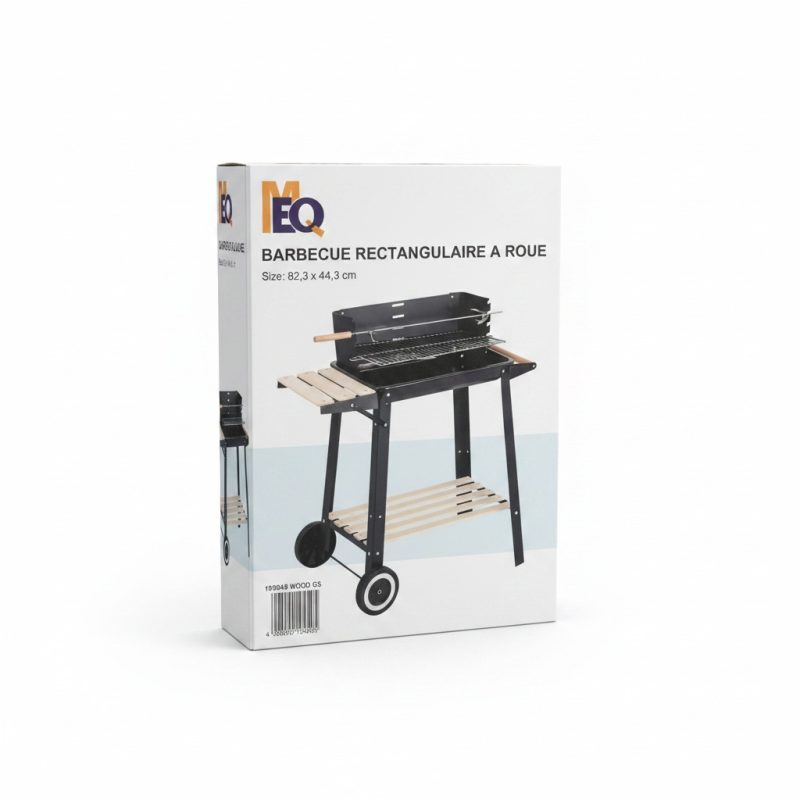 Barbecue à Charbon Rectangulaire sur Roues MEQ 82,3x44,3 cm