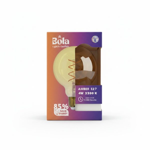 Ampoule LED G95 E27 4W 2200K Ambrée Bôla