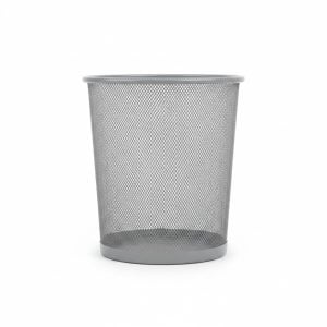 Poubelle corbeille en métal argenté pour salle de bain