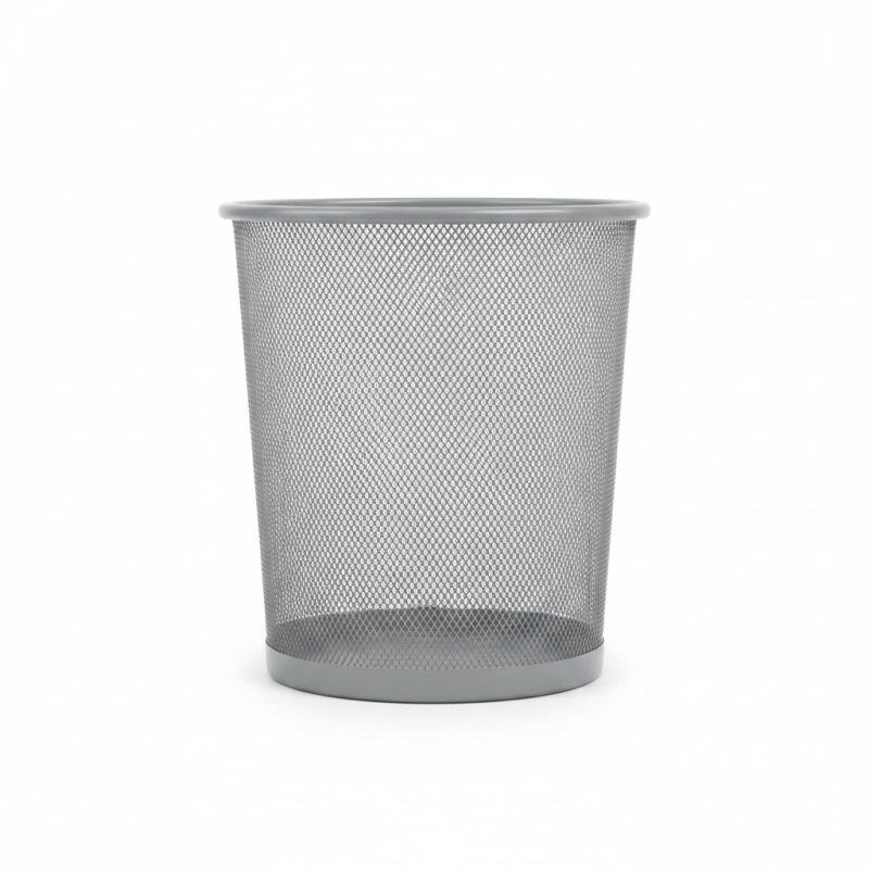 9710171 Poubelle corbeille en métal argenté pour salle de bain