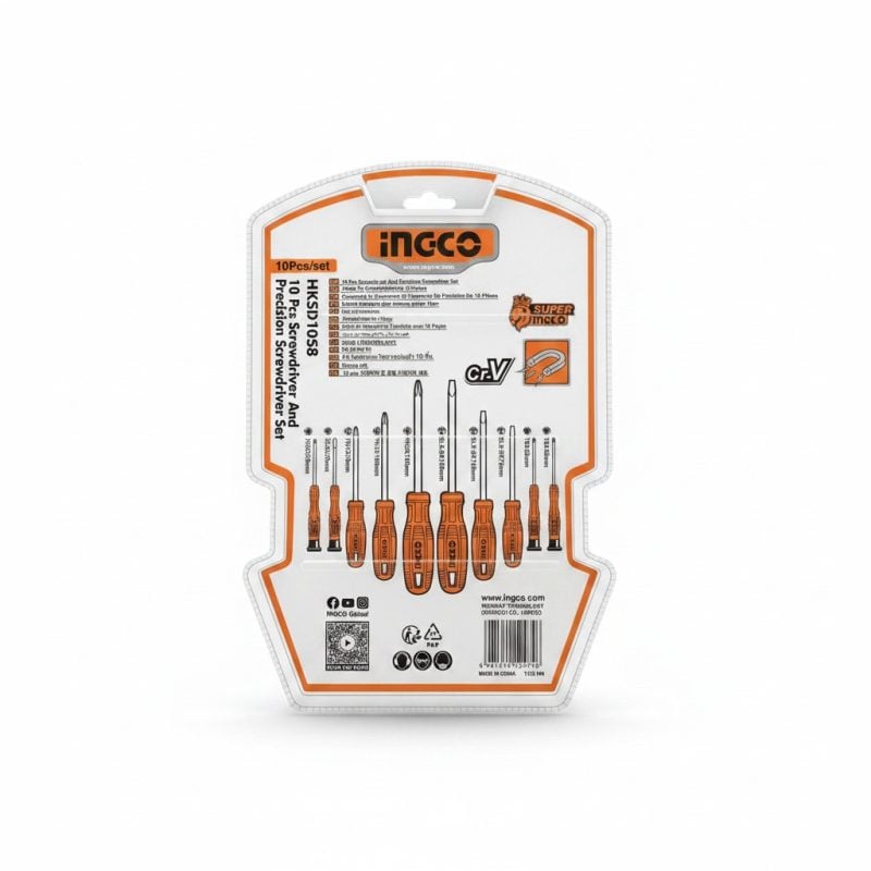 Jeu 10 Tournevis de Précision et Standard INGCO HKSD1058