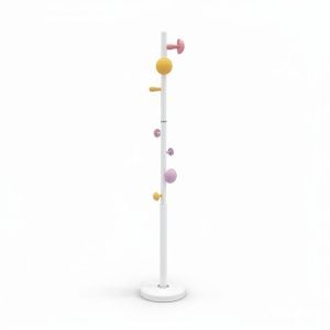 Porte-manteau perroquet en métal blanc et multicolore