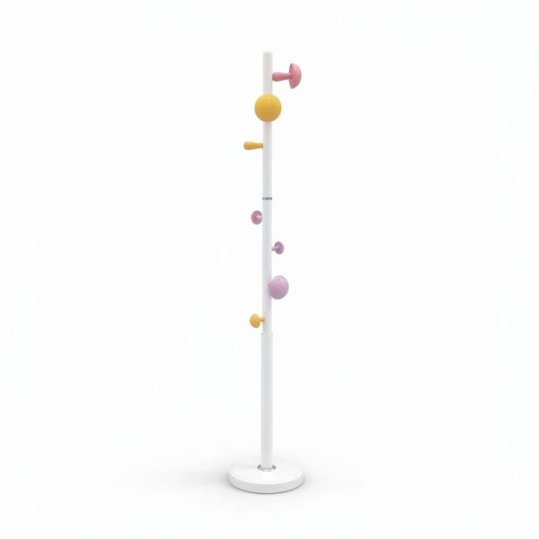 Porte-manteau perroquet en métal blanc et multicolore
