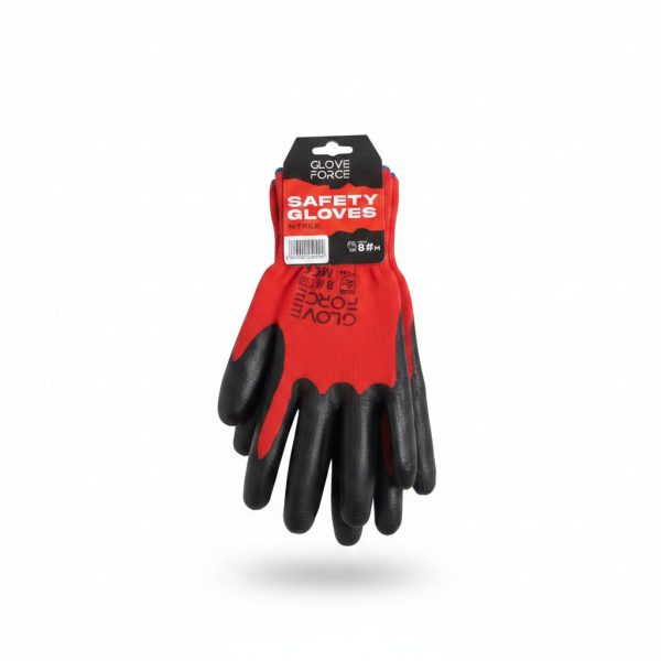 Gants de protection nitrile Rouge/Noir T.8 Glove Force