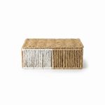 Panier en corde de paille bicolore 26x15x10 cm avec couvercle