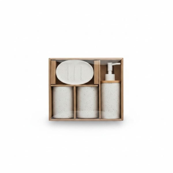 Set 4 accessoires de salle de bain en céramique mouchetée