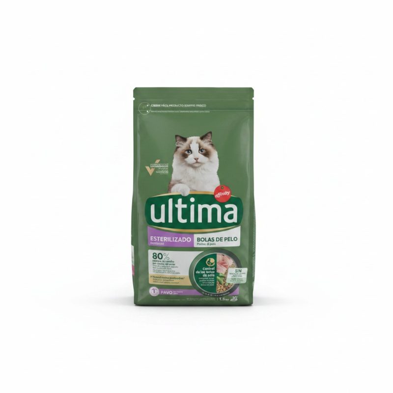 Croquettes Chat Stérilisé AntiBoules de Poils Ultima 1,5kg