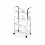 Chariot de Rangement 4 Niveaux à Roues 41x26.5x76cm MEQ