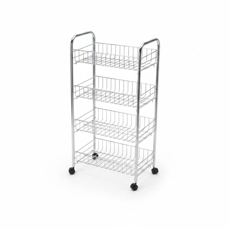 Chariot de Rangement 4 Niveaux à Roues 41x26.5x76cm MEQ