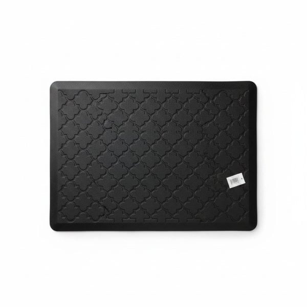 Tapis Repose-Pieds PVC Noir à Motifs Géométriques