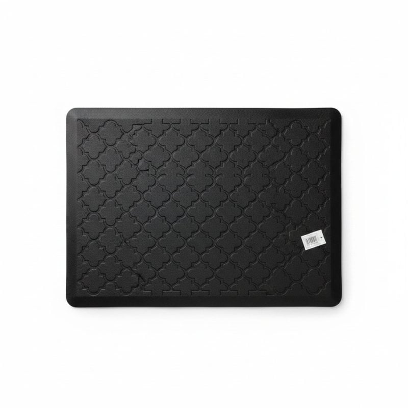 9778021 Tapis ReposePieds PVC Noir à Motifs Géométriques