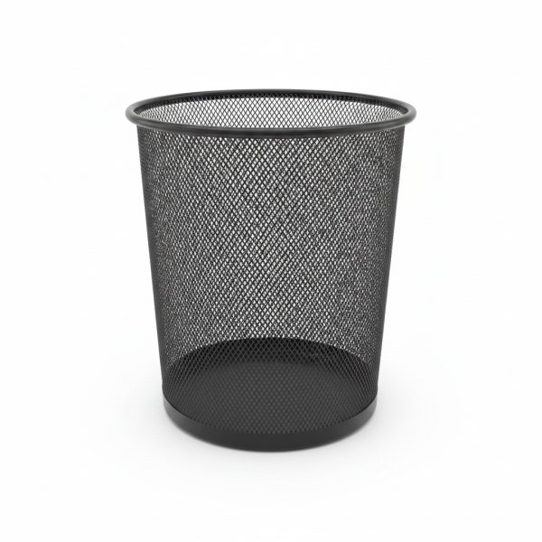 Poubelle de Salle de Bain Cylindrique en Maille Métal Noir