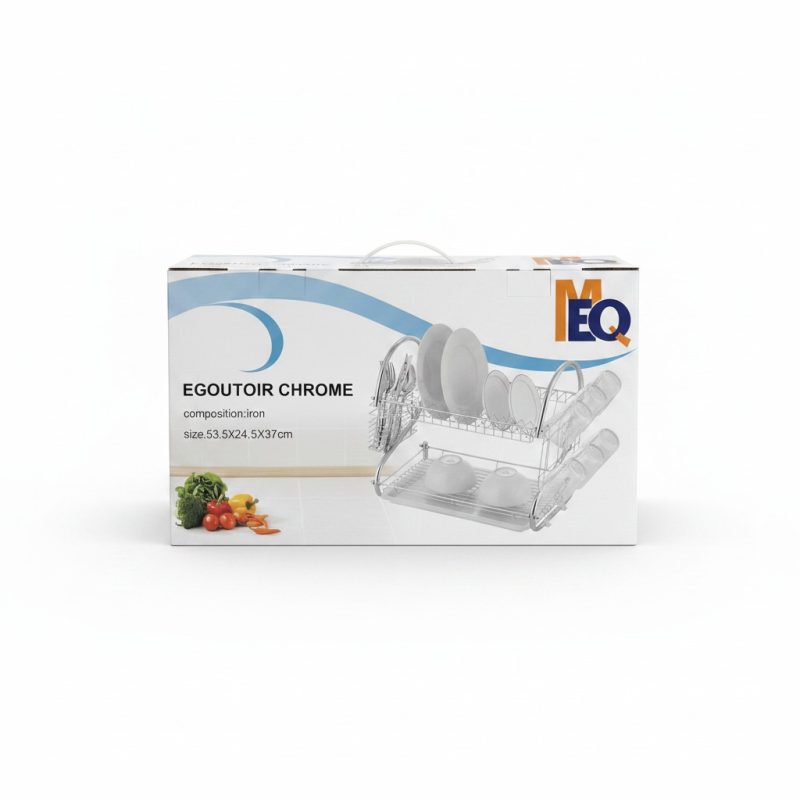 Égouttoir de Cuisine Chromé 2 Niveaux MEQ 53.5cm
