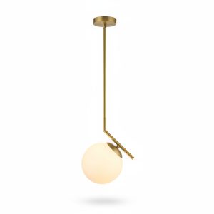 Suspension LIDO alu doré et globe verre D20cm E27