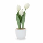 Plante Artificielle Tulipes Blanches en Pot Décoratif
