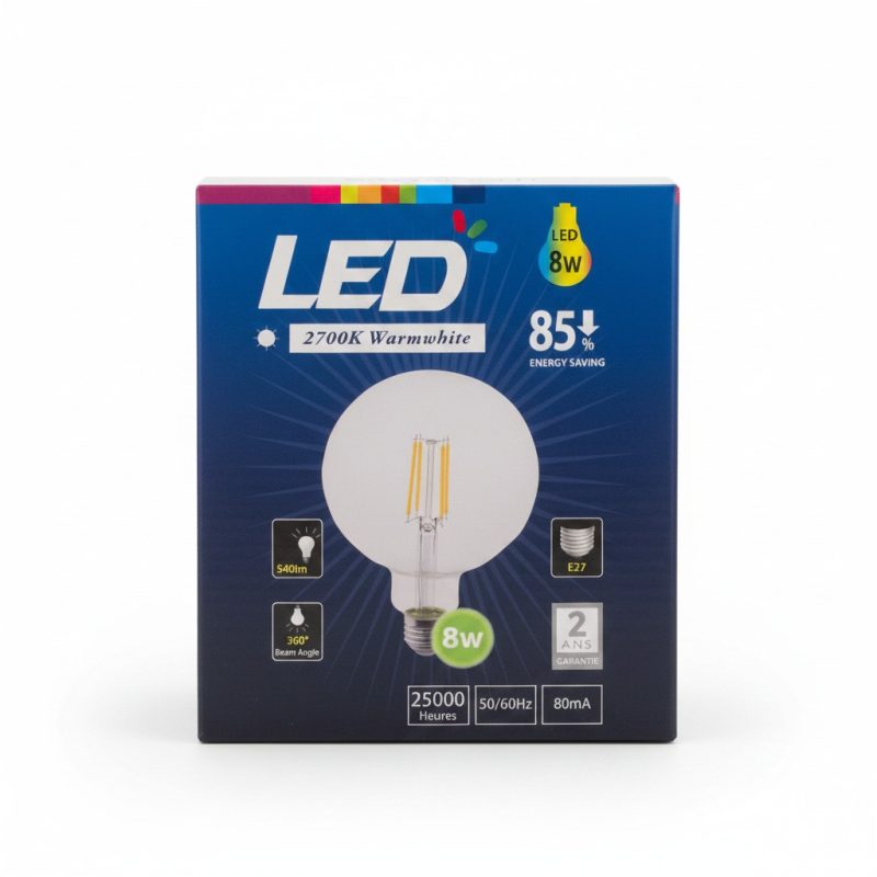 9668411 Ampoule LED Globe Filament E27 8W 2700K G125 SAVVYLIGHT