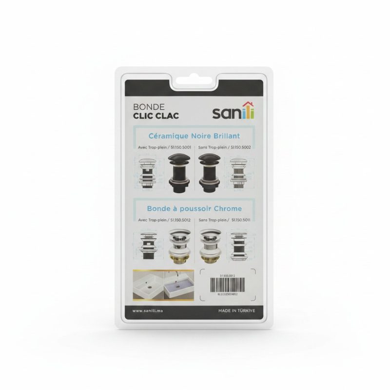 Bonde Poussoir ClicClac Chrome avec TropPlein Sanili