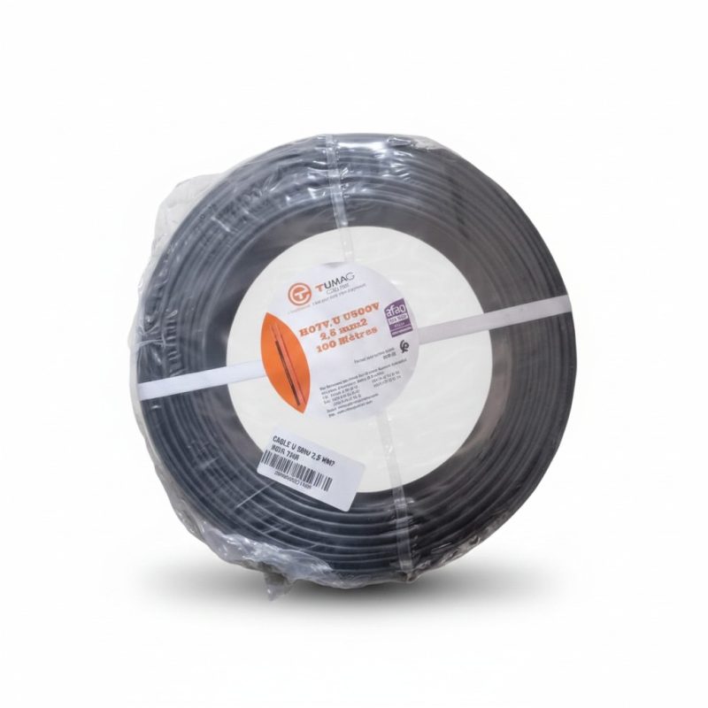 Câble Électrique H07VU 2,5mm² Noir 100m TUMAG