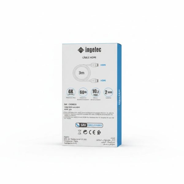 Câble HDMI 2.0 4K 3m Noir Ingelec