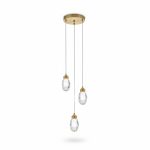 Suspension Christofl 3 lampes cristal et laiton D250mm