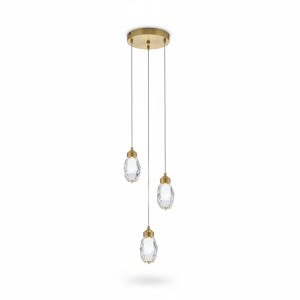Suspension Christofl 3 lampes cristal et laiton D250mm