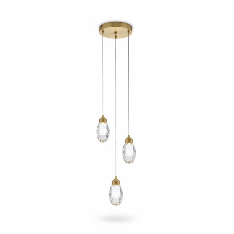 9728571 Suspension Christofl 3 lampes cristal et laiton D250mm