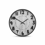 Horloge Murale 50 cm Effet Bois Gris et Chiffres 3D