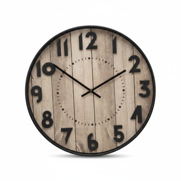 Horloge Murale Ronde 50 cm Effet Bois Rustique