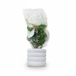 Fleur Artificielle avec Pot Blanc Cannelé, Fleurs Blanches