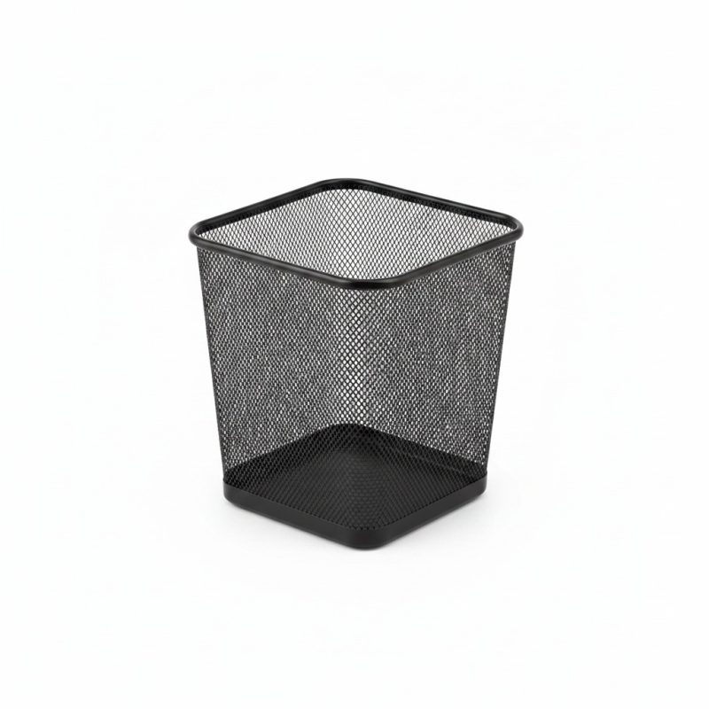 Poubelle Rectangulaire Métal Noir 21x27,5 cm pour Salle Bain