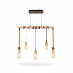 Suspension Bois Woody 4 Lampes E27 Style Industriel