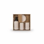 Set 4 accessoires de salle de bain en céramique striée
