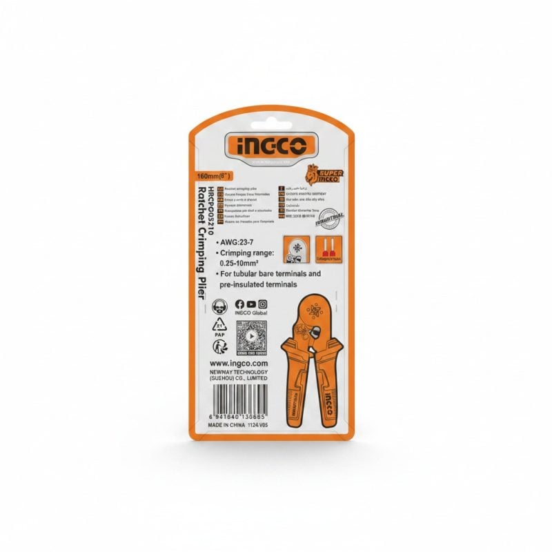 Pince à Sertir à Cliquet 160mm 0.2510mm² INGCO HRCPG05210