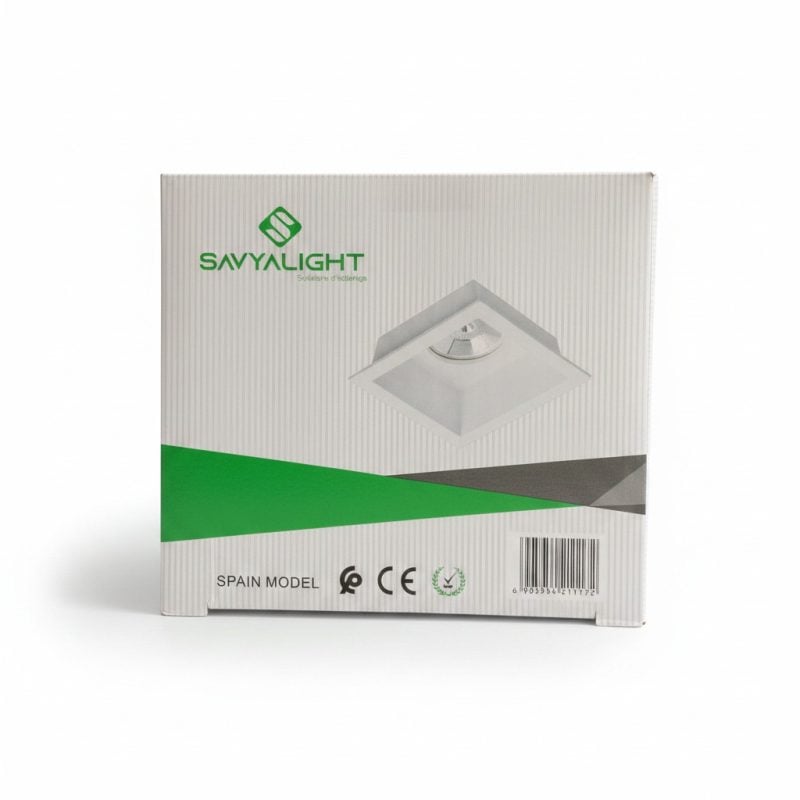 9772361 Spot Encastrable Carré Fixe GU10 Blanc Savvyalight LSM933