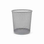 Poubelle corbeille en métal argenté pour salle de bain