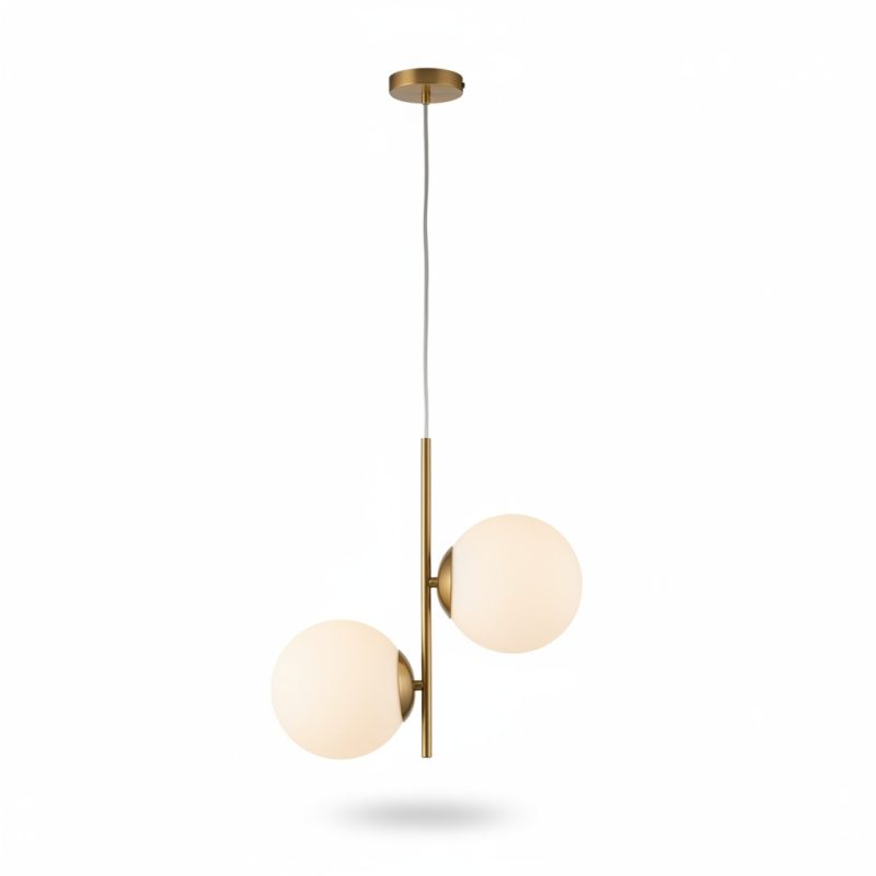 9573521 Suspension Nave dorée 3 globes G9 H1000mm