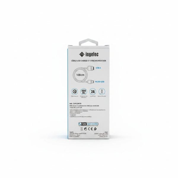 Câble USB-A vers Micro-USB 1m 2A Ingelec