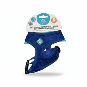 Harnais Doux en Maille Bleu S Love Pet 36-41 cm