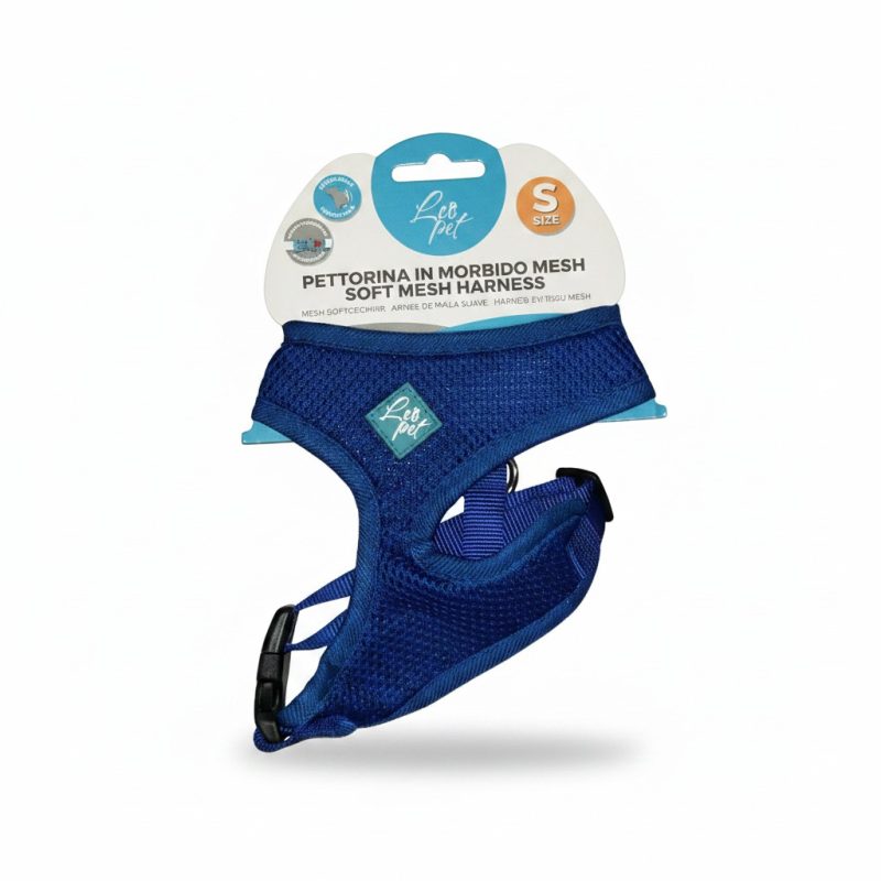 9733321 Harnais Doux en Maille Bleu S Love Pet 3641 cm