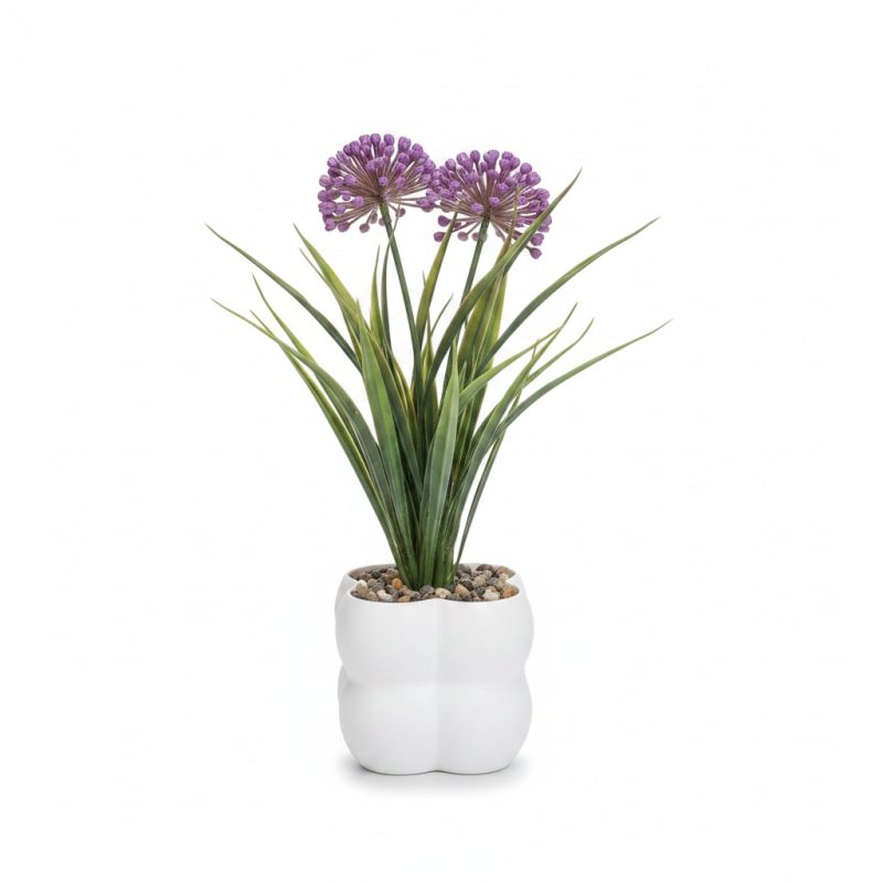 Plante Artificielle Allium Pot Nuage Blanc Décoratif