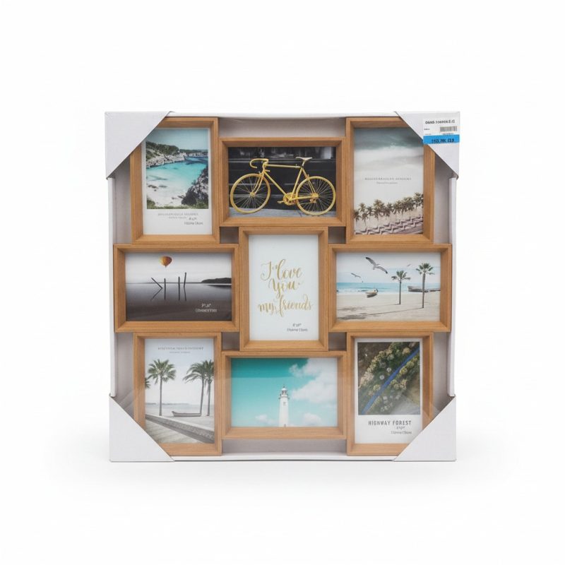 Cadre photo 9 vues 10x15 cm en MDF bois clair