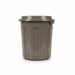 Poubelle domestique en plastique taupe avec couvercle et anse