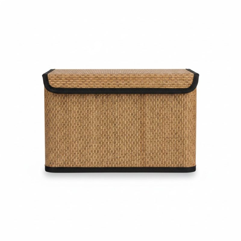 9806711 Panier de rangement en bambou avec couvercle 33x23x20 cm