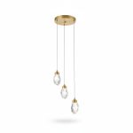 Suspension Christofl 3 lampes cristal et laiton D250mm