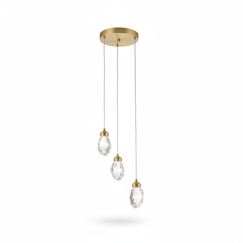 Suspension Christofl 3 lampes cristal et laiton D250mm