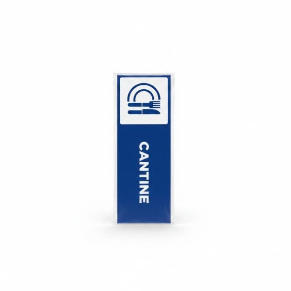 Plaque de Signalisation Cantine Pictogramme Bleu et Blanc