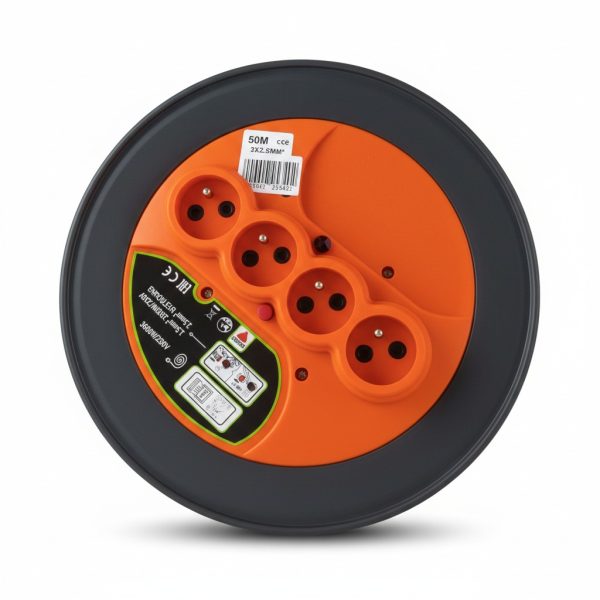 Enrouleur de Câble 50m 4 Prises 3G2.5mm² 16A