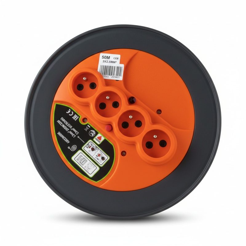 9775371 Enrouleur de Câble 50m 4 Prises 3G2.5mm² 16A